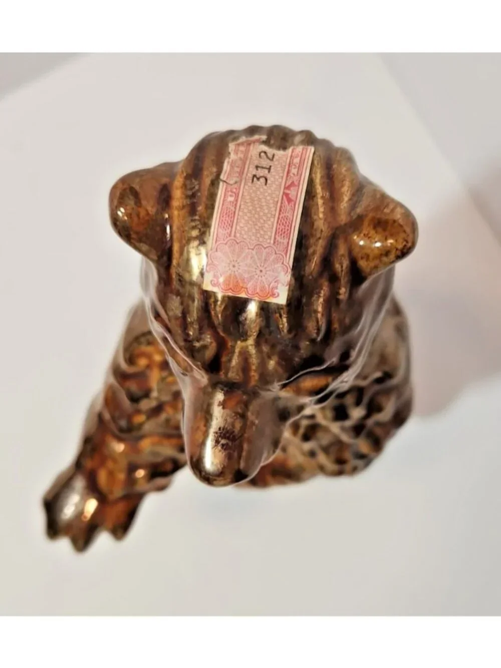 Vintage Ezra Brooks Standing Gold Bear Whiskey Decanter Figurine Empty 1968